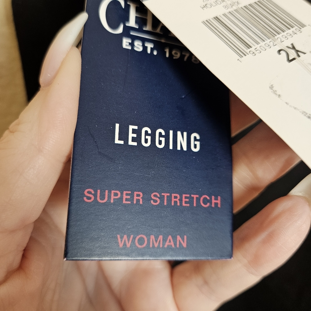 NWT Chaps 2X Black Faux Leather Ponte Leggings W-2490 - Picture 13 of 14